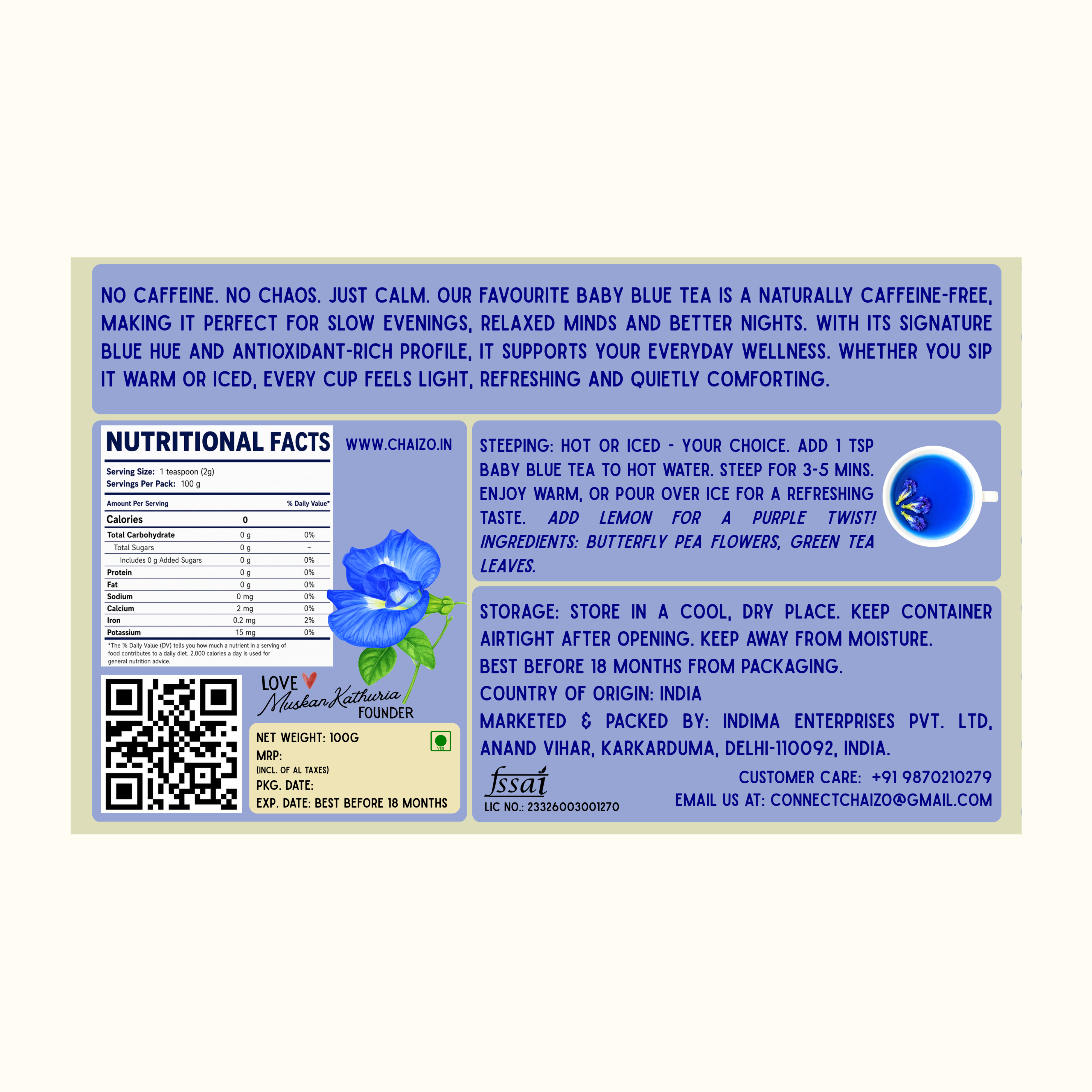 Baby Blue Tea - Butterfly Blue Pea Flower Infused